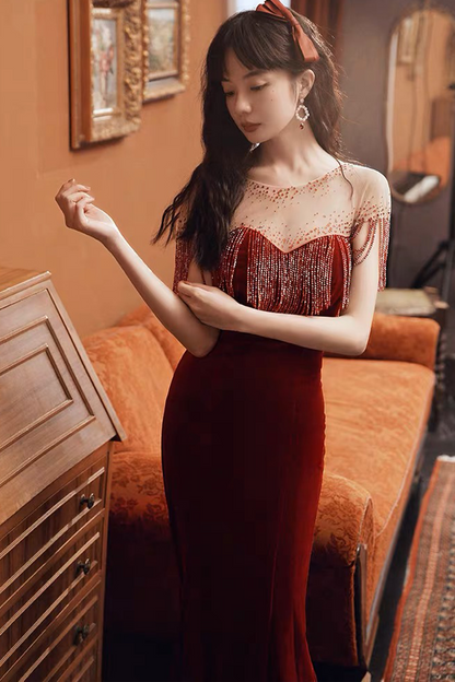 Rose Velvet Dress